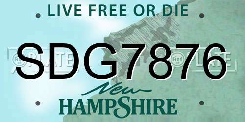SDG7876 New Hampshire License Plate