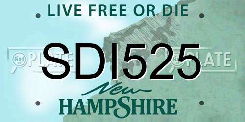 SDI525 New Hampshire License Plate