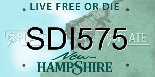 SDI575 New Hampshire License Plate