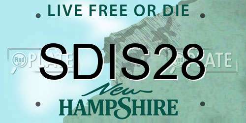SDIS28 New Hampshire License Plate