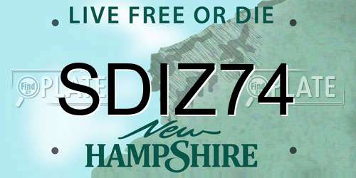 SDIZ74 New Hampshire License Plate