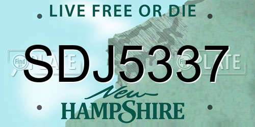 SDJ5337 New Hampshire License Plate