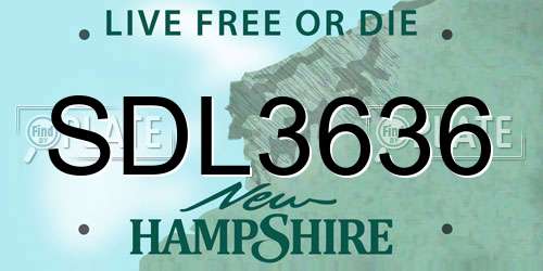 SDL3636 New Hampshire License Plate