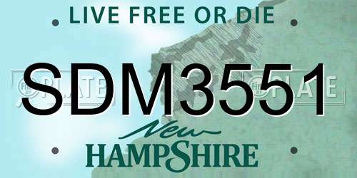 SDM3551 New Hampshire License Plate