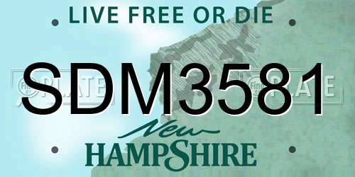 SDM3581 New Hampshire License Plate