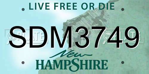 SDM3749 New Hampshire License Plate