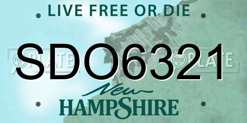 SDO6321 New Hampshire License Plate
