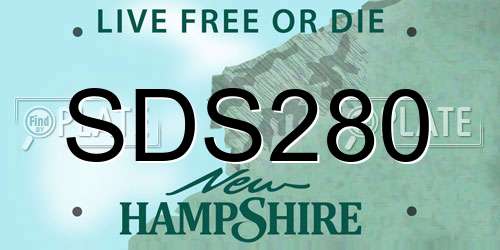 SDS280 New Hampshire License Plate