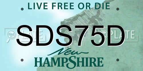 SDS75D New Hampshire License Plate