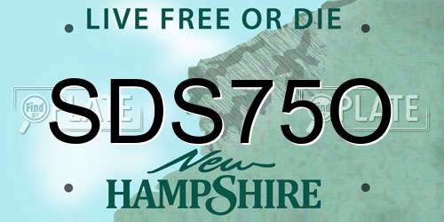 SDS75O New Hampshire License Plate