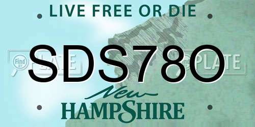 SDS78O New Hampshire License Plate