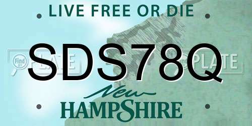 SDS78Q New Hampshire License Plate