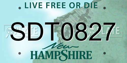 SDT0827 New Hampshire License Plate