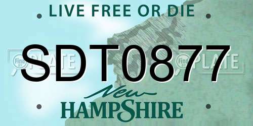 SDT0877 New Hampshire License Plate