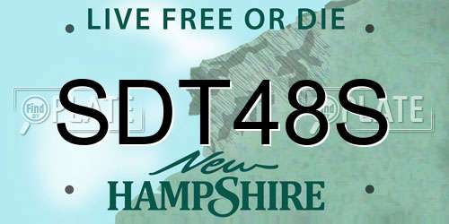 SDT48S New Hampshire License Plate