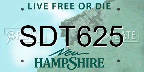 SDT625 New Hampshire License Plate