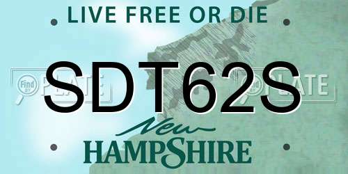 SDT62S New Hampshire License Plate
