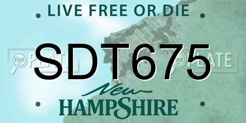 SDT675 New Hampshire License Plate