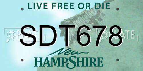 SDT678 New Hampshire License Plate