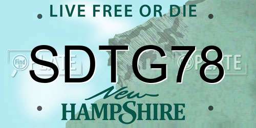 SDTG78 New Hampshire License Plate