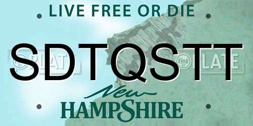 SDTQSTT New Hampshire License Plate