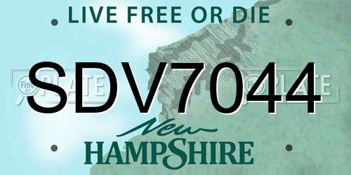 SDV7044 New Hampshire License Plate