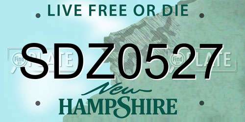 SDZ0527 New Hampshire License Plate