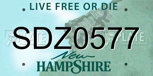 SDZ0577 New Hampshire License Plate