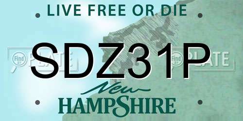 SDZ31P New Hampshire License Plate
