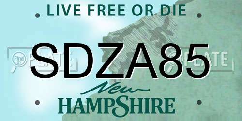 SDZA85 New Hampshire License Plate