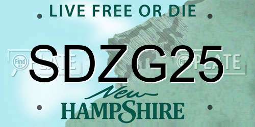 SDZG25 New Hampshire License Plate