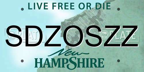 SDZOSZZ New Hampshire License Plate