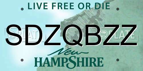 SDZQBZZ New Hampshire License Plate