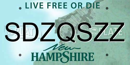 SDZQSZZ New Hampshire License Plate