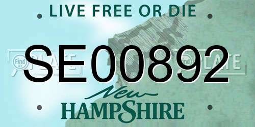 SE00892 New Hampshire License Plate