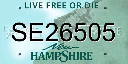 SE26505 New Hampshire License Plate