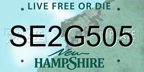 SE2G505 New Hampshire License Plate