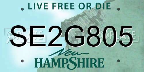 SE2G805 New Hampshire License Plate