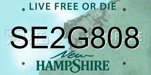 SE2G808 New Hampshire License Plate