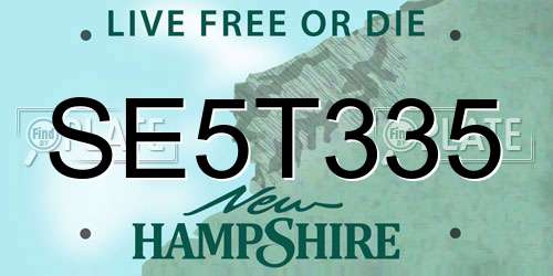 SE5T335 New Hampshire License Plate