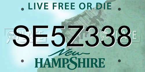 SE5Z338 New Hampshire License Plate
