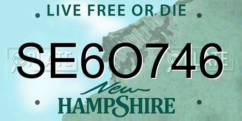 SE6O746 New Hampshire License Plate