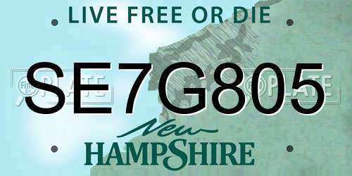 SE7G805 New Hampshire License Plate