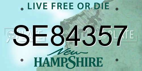 SE84357 New Hampshire License Plate