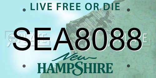 SEA8088 New Hampshire License Plate