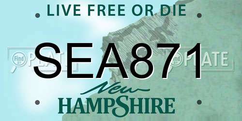 SEA871 New Hampshire License Plate