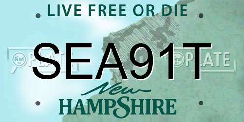 SEA91T New Hampshire License Plate