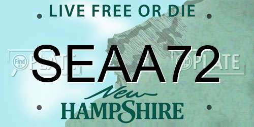 SEAA72 New Hampshire License Plate