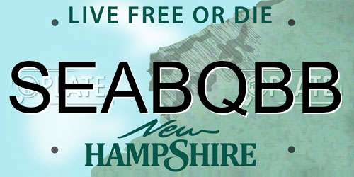 SEABQBB New Hampshire License Plate