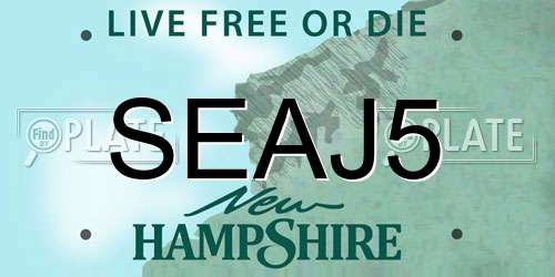 SEAJ5 New Hampshire License Plate